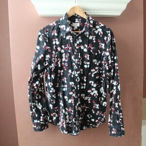 Men’s XS Slim Fit Club Monaco Button Up Black Floral